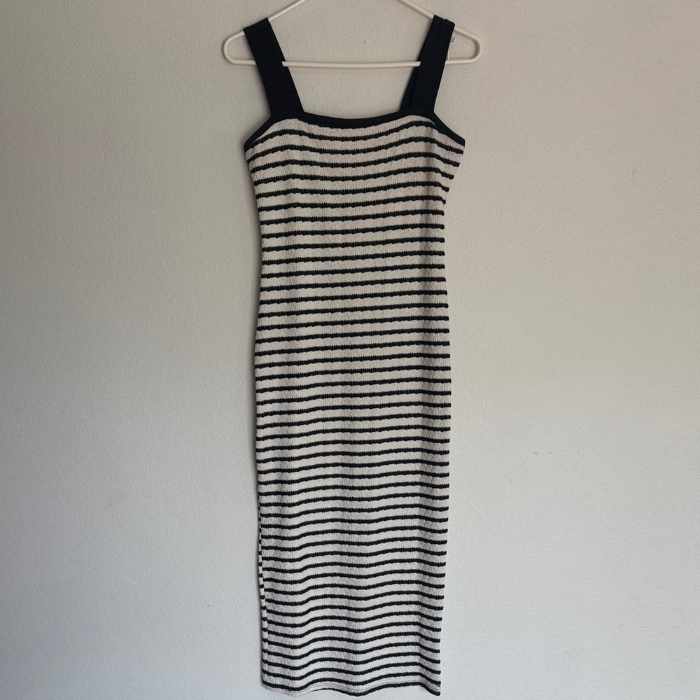 Striped Black and White Knit Tank Dress
